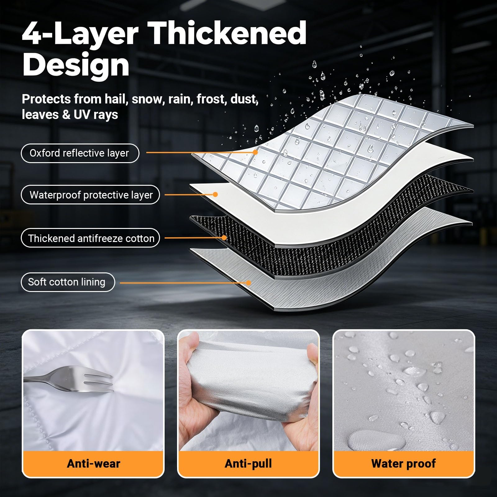 Funda Coche antigranizo Compatible con VW Touran | Lona coche exterior transpirable,resistente al polvo,viento,arañazos y rayos UV,con bandas reflectantes