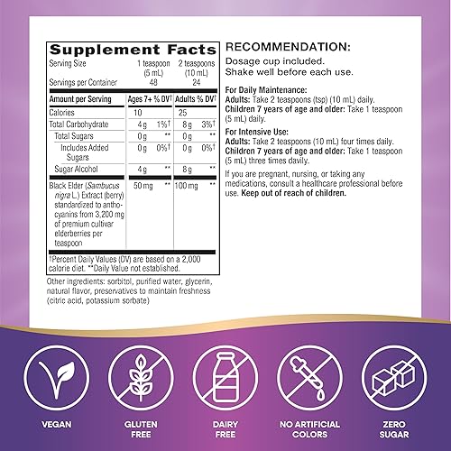 Miniatura 5 de Nature's Way Sambucus Jarabe de saúco sin azúcar, apoyo inmunológico tradicional*, 4 onzas