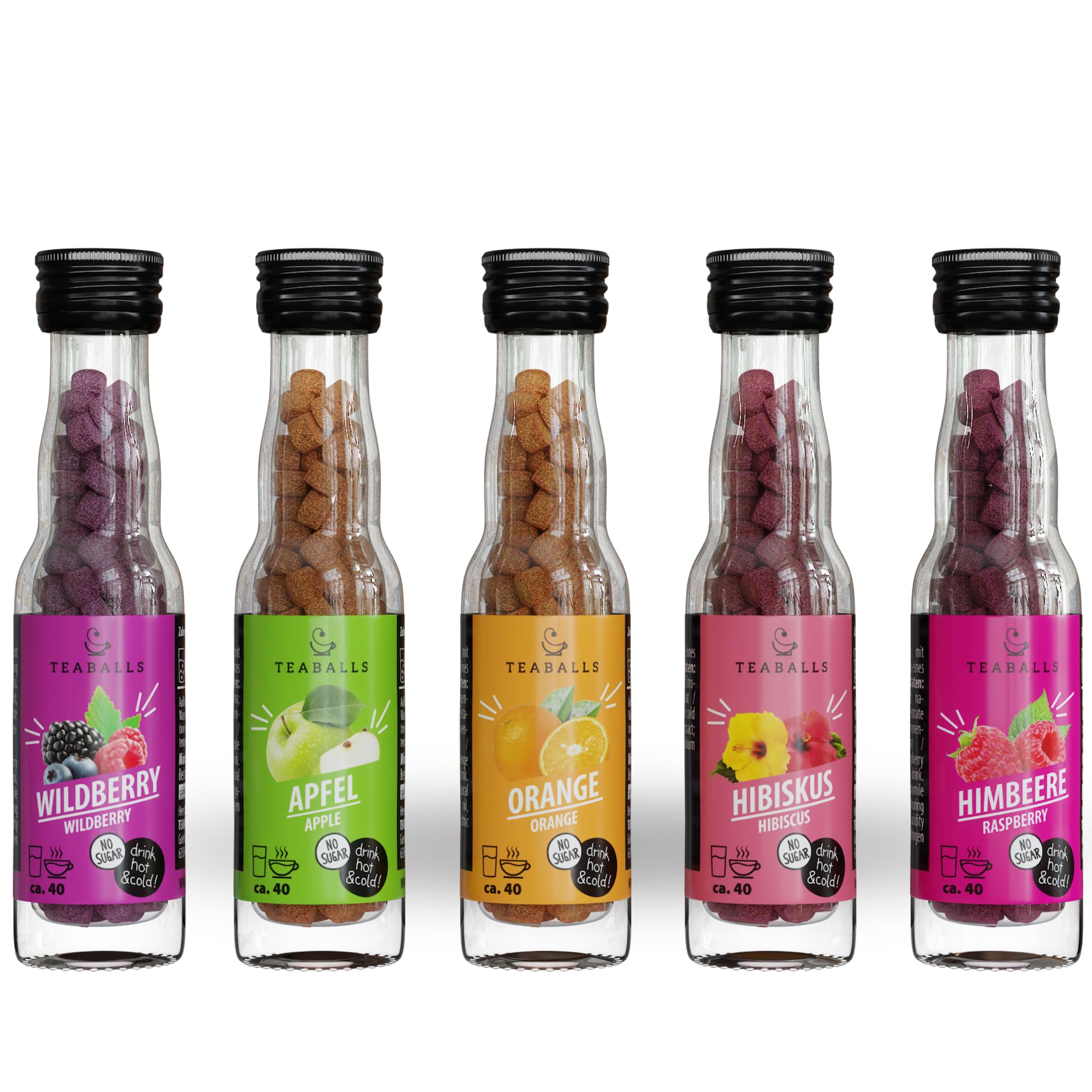 TEABALLS - 5er Frühlingsfrüchte Tee Set - 200 Tassen - Fruchtiges Tee Probierpaket & kleine Geschenkidee für den Frühling