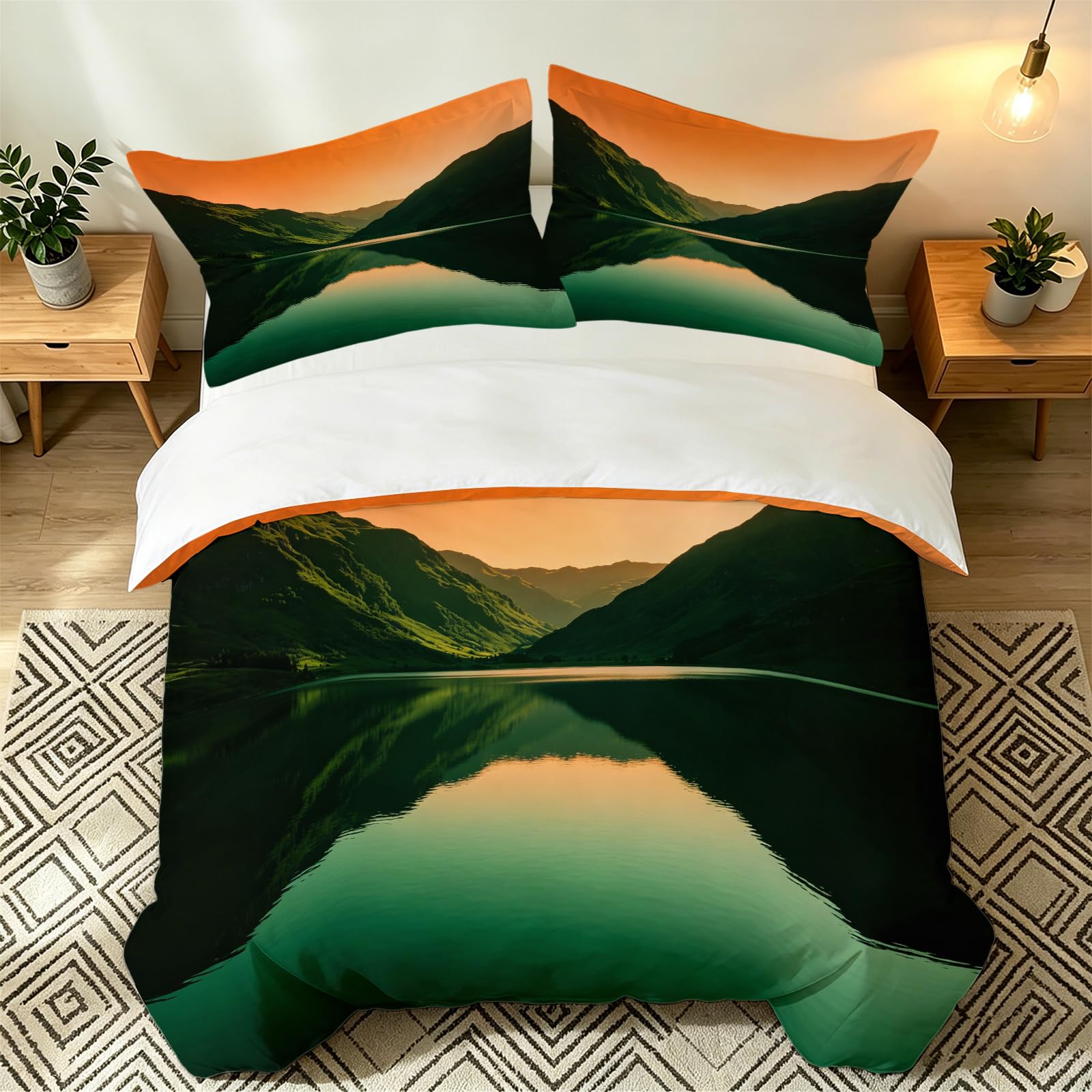 Parure de Lit Paysage Naturel 240x260 pour Chambre à Coucher Zen