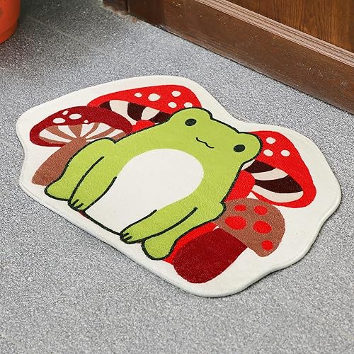 Miniatura 5 de Timgle Alfombra de baño con diseño de rana, 23.6 x 16 pulgadas, antideslizante, absorbente, suave, lavable, antideslizante, de imitación de