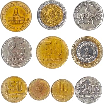 Argentina 10 Mixed Coins | Centavos | Pesos | Australes | Freedom Head | Sun of May | Since 1954