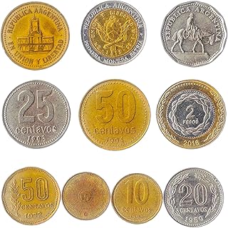 Argentina 10 Mixed Novelty Coins | Freedom Head | Sun of May | World Tokenage | Fantasy Coins