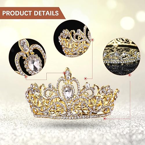 Miniatura 5 de Corona de cristal para tarta, corona de quinceañera, tiara de princesa para mujeres y niñas, decoración para boda, cumpleaños, baby shower,