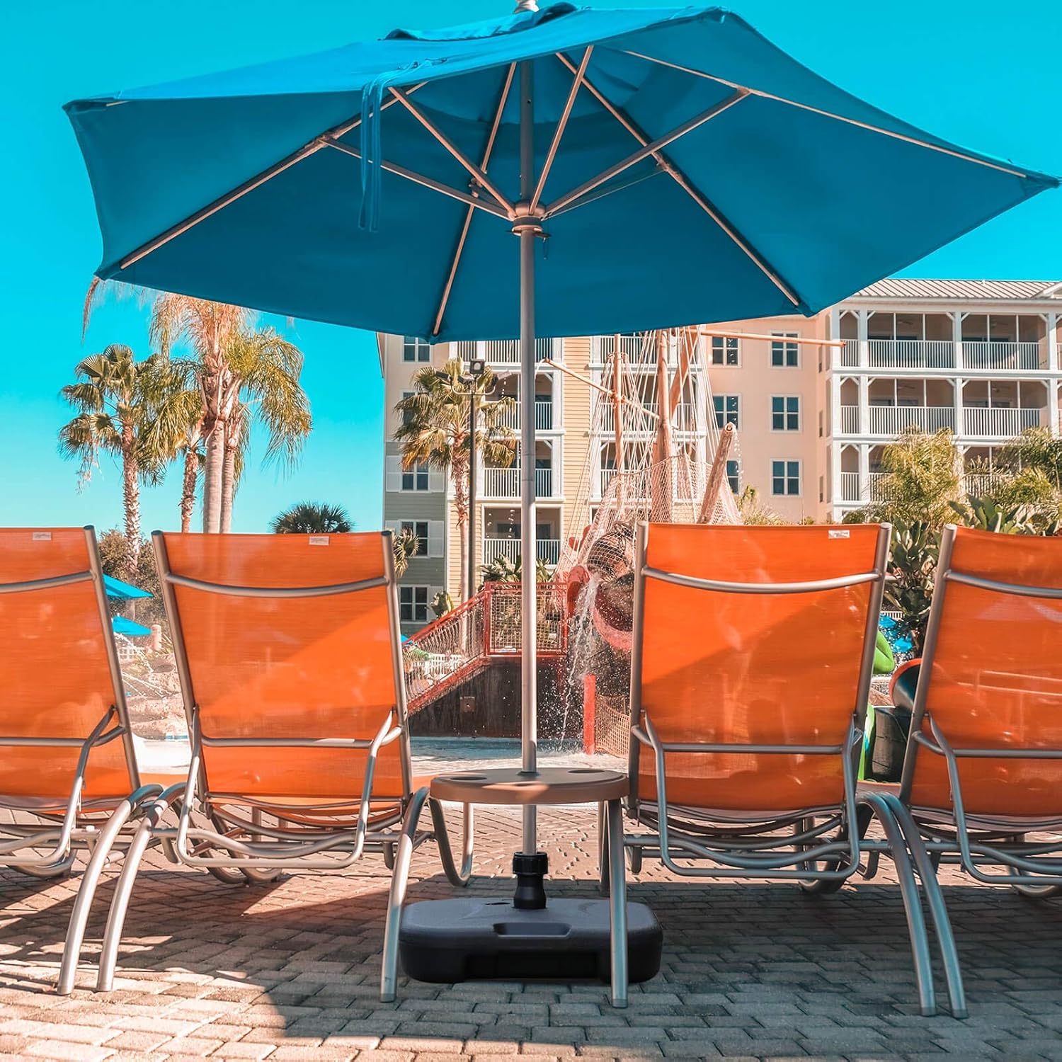 Orgrimmar Patio Umbrella Base 17.7L Heavy Duty Square Stand Water Filled Umbrella Base Stand for Outdoor