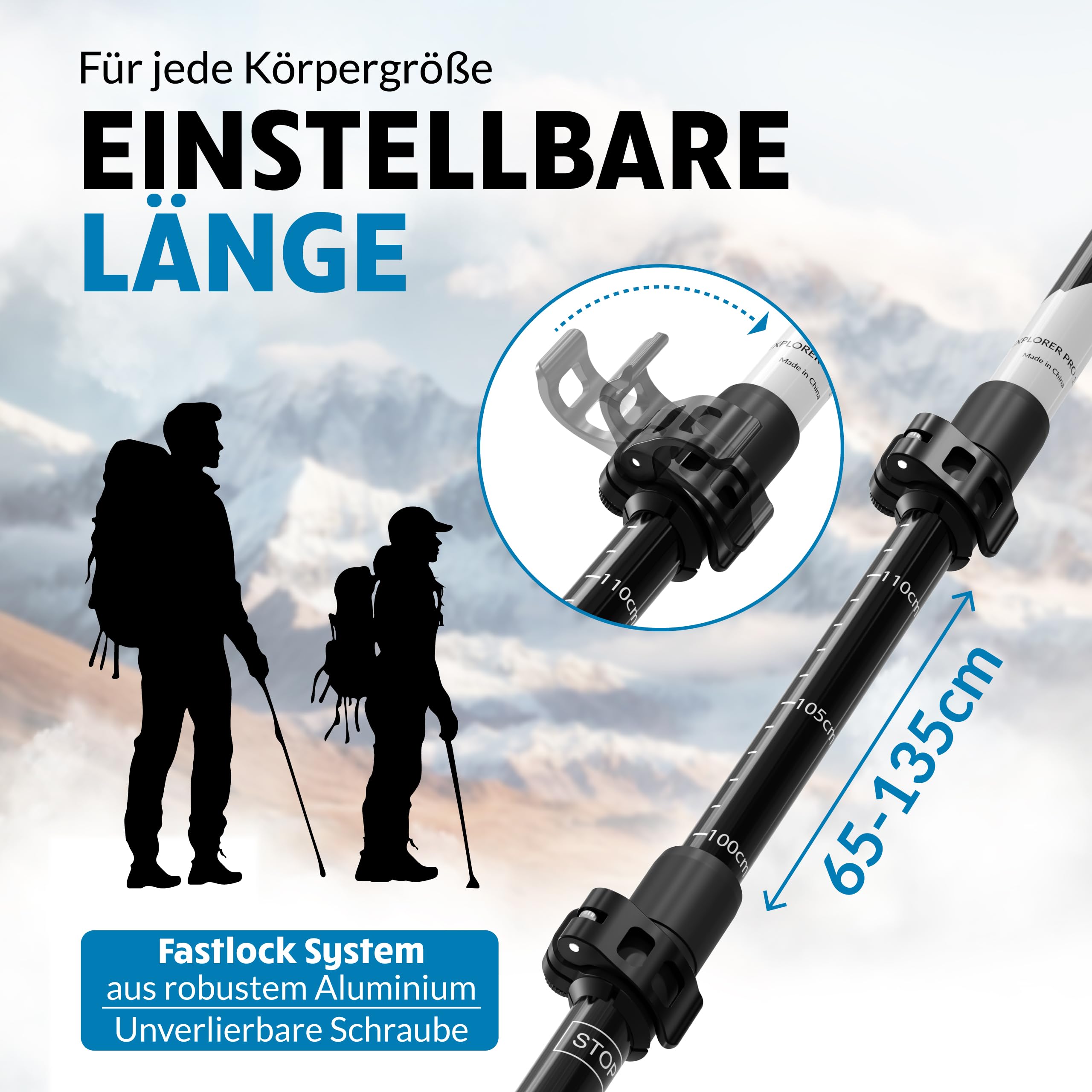 Terra Peak wandelstokken telescopisch aluminium opvouwbaar, uitschuifbaar & ultralicht - trekkingstokken & nordic walking stokken verstelbaar dames & heren met rubberen buffer wandelstok & hiking Terra Peak wandelstokken telescopisch aluminium opvouwbaar, uitschuifbaar & ultralicht - trekkingstokken & nordic walking stokken verstelbaar dames & heren met rubberen buffer wandelstok & hiking