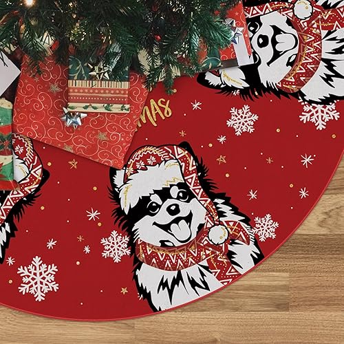 Miniatura 7 de Falda de árbol de Navidad, falda roja para árbol de Navidad Pitbull de invierno, 48 pulgadas, para decoración de interiores y exteriores
