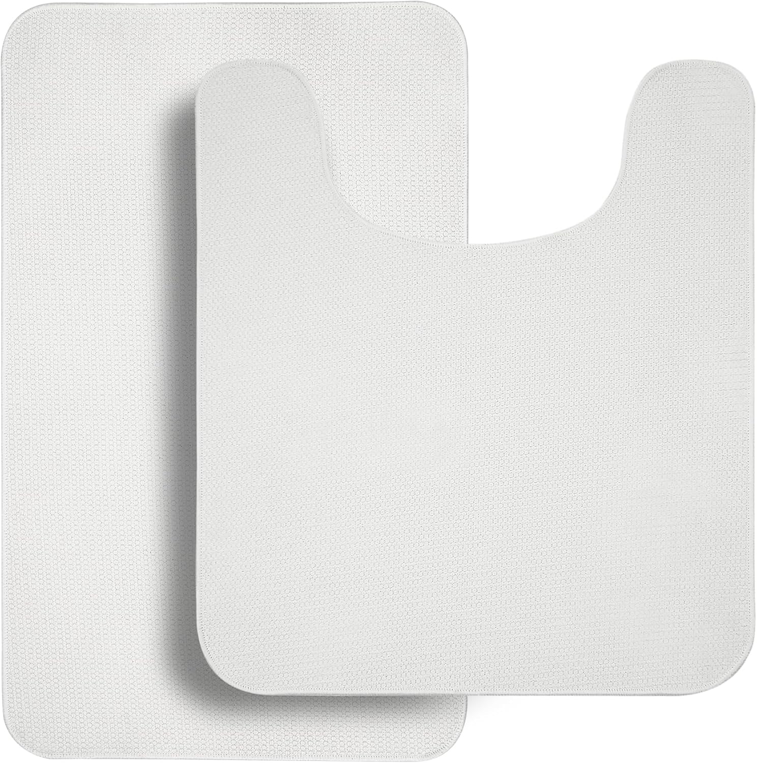 (Only 1 piece)Bathroom Rugs Set 2 Pieces,Thin Bathroom Mats,Toilet Rugs,Quick Dry,Non-Slip,Machine Washable,Low Pile,Absorbent Bath Mats,Shower,Sink,Home Decor Accessories.White,1'5\"x2'3\"+1'8\"x2\" U Shape White 1'8\"x2\"U+1'5\"x2'3\"(Set)