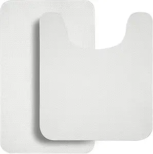 Bathroom Rugs Set 2 Pieces,Thin Bathroom Mats,Toilet Rugs,Quick Dry,Non-Slip,Machine Washable,Low Pile,Absorbent Bath Mats,Shower,Sink,Home Decor Accessories.White,1'5"x2'3"+1'8"x2" U Shape