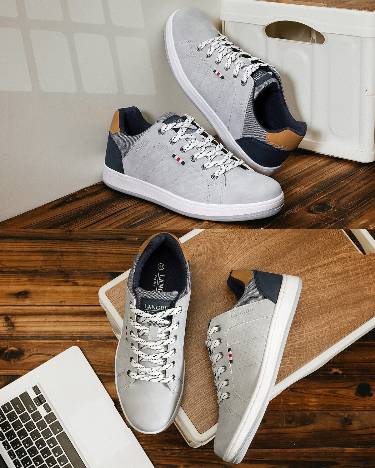 LANGDU Sneakers Uomo Scarpe da Ginnastica Casual Sportive Running Basse Scarpe all'Aperto 41-46 | Comodo, leggero, suola antiscivolo, alla moda, sportivo, per il tempo libero e la vita quotidiana