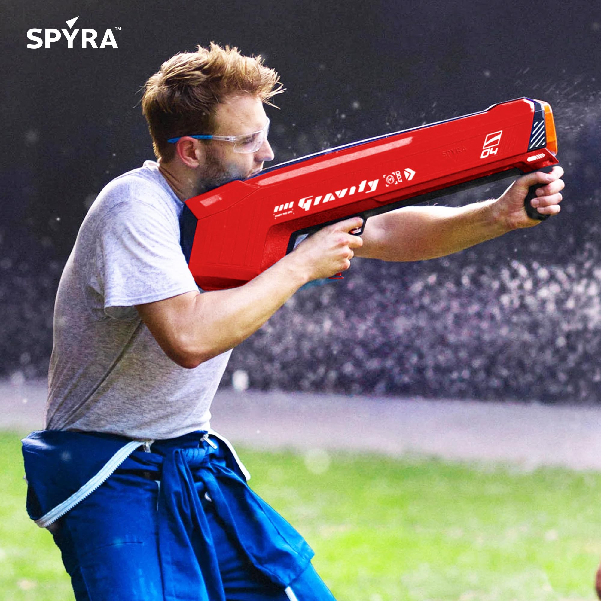 Spyra Gravity, potente lanciatore elettrico ad acqua, 4 bombe d'acqua riutilizzabili, indicatore a LED, distanza di 16 m, giocattolo per piscina estiva