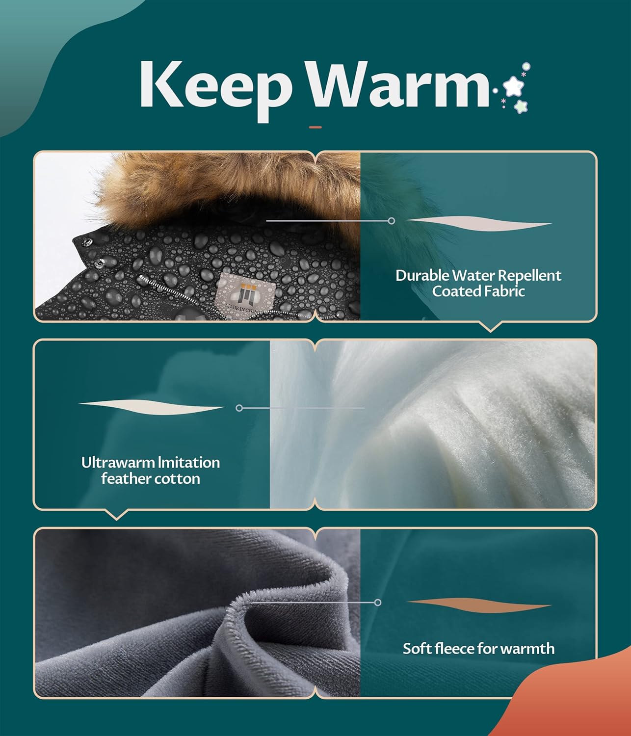 CREATMO US Girl's Kids Metallic Shiny Jacket with Detachable Fur Collar Warmth Winter Outerwear - Image 4