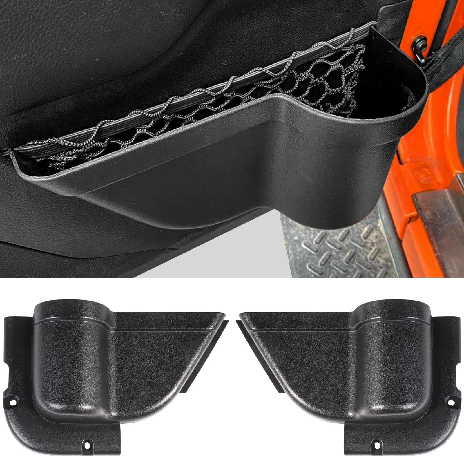 Front Door Pockets, 2PCS Jeep Wrangler Door Side Cup Holder for 2011-2018 Jeep Wrangler JK JKU 2/4 Door, Jeep Wrangler Accessories for Saggy Nets Replacement