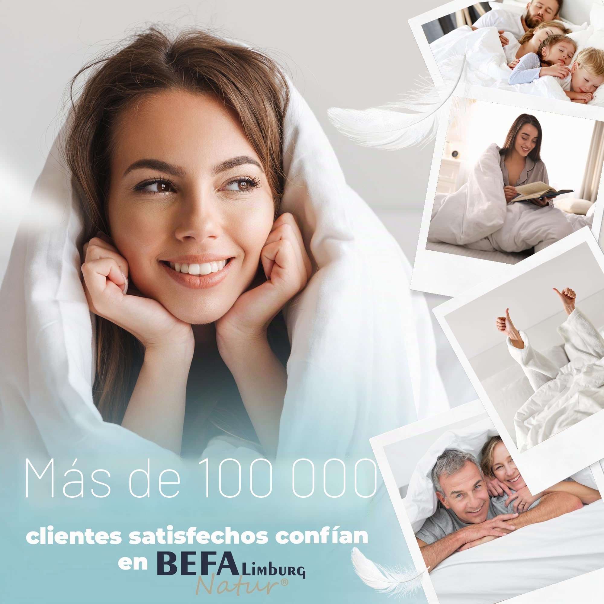 BEFA NATUR Edredón nórdico Fabricado en Alemania, 200 x 200 cm, con 60% plumón y 40% Plumas, Manta para Todo el año, Apto para alérgicos (Nomite), Öko-Tex 100 Clase 1, estándar EN 12934, Downpass
