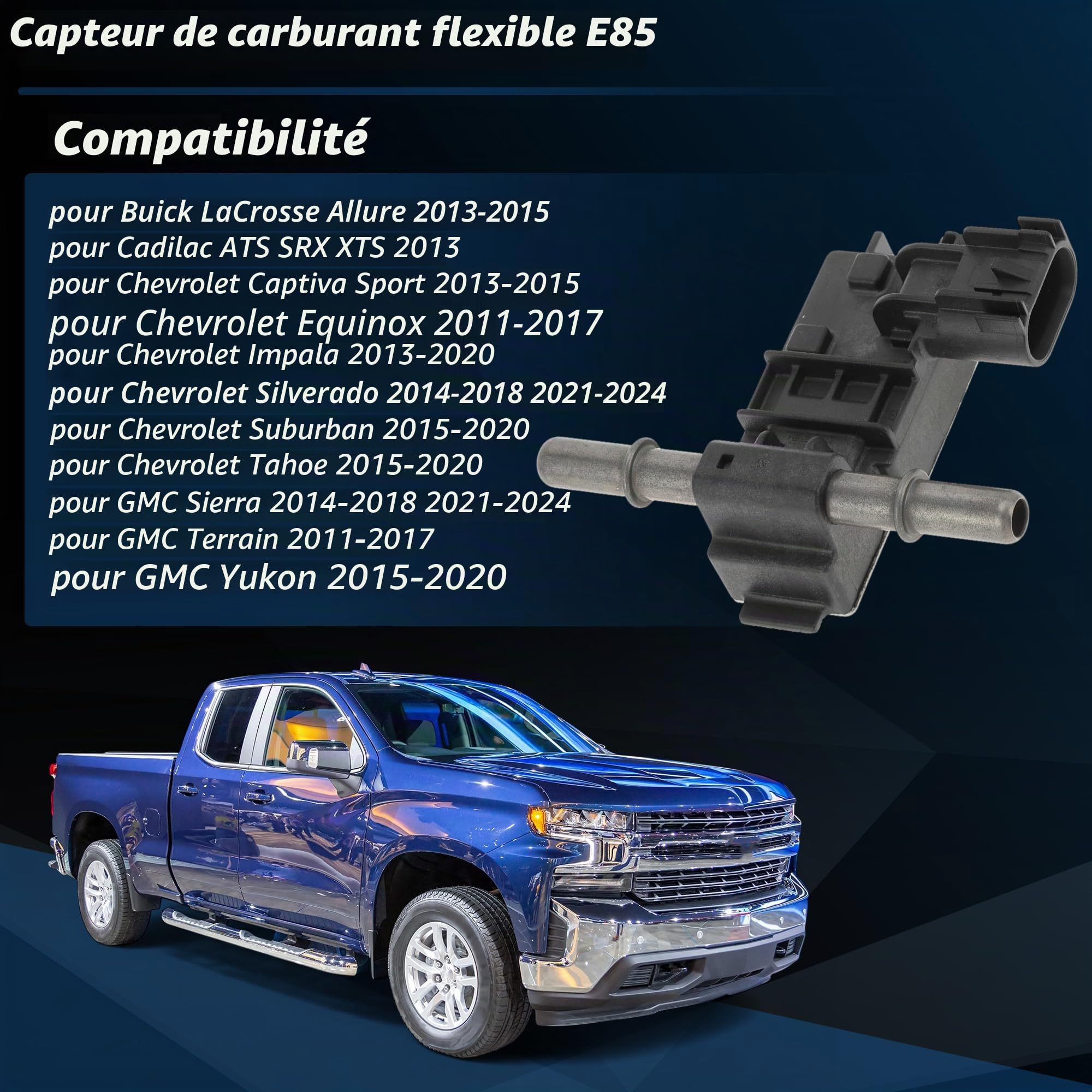 No.13507128 Capteur E85 Flex Fuel Pour Chevrolet Silverado 1500 2014-2018 Pour Chevrolet Suburban 2015-2020 Pour GMC Sierra 1500 2014-2018 Pour GMC Yukon 2015-2020