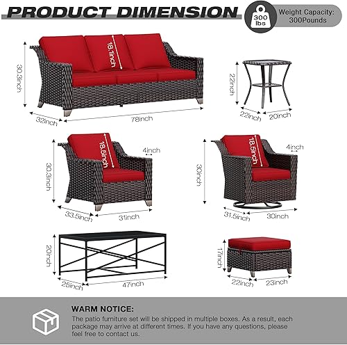 Miniatura 2 de Joyside Juego de 2 sillas de mimbre para patio, muebles de ratán para exteriores con reposabrazos anchos y cojines gruesos, tamaño grande mejorado