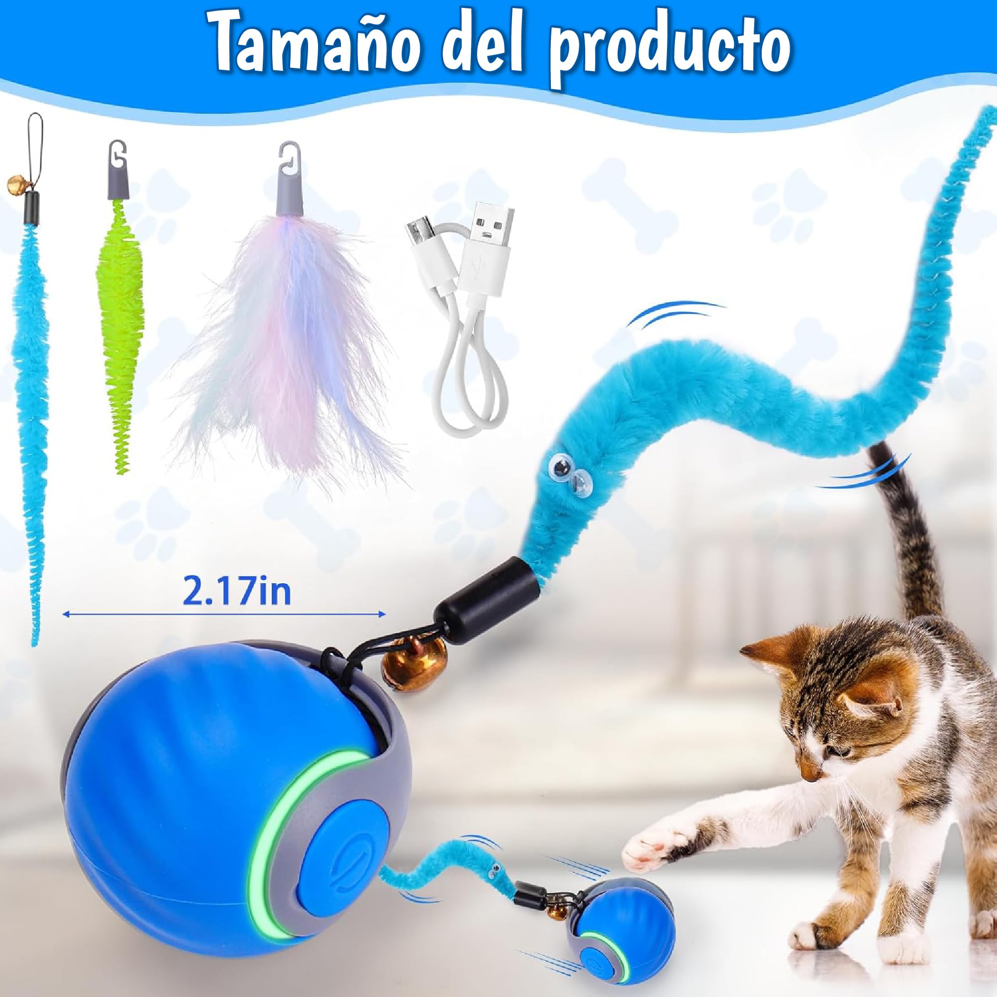 Doggie Juguete Gato 2 Velocidades - Juguete Interactivo Gato y Pelota Interactiva para Gatos - Juguetes para Gatos Innovadores - Cat Toy para Ejercicio y Diversión