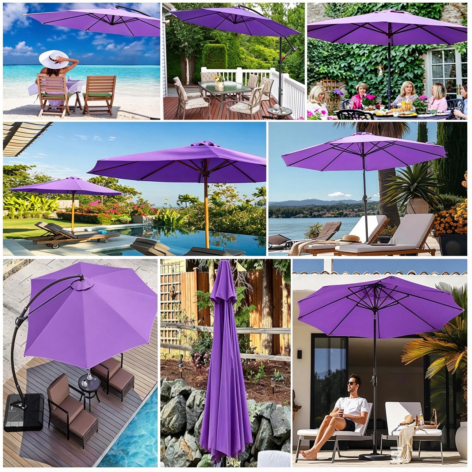 Parasol ogrodowy, 6 ramion, 8 ramion, wodoodporny, na patio, do użytku na zewnątrz, zapasowy baldachim 4 m/3,5 m/3 m/2,7 m/2,5 m/2,3 m/2 m, do trawnika, plaży, podwórka, na taras, basen