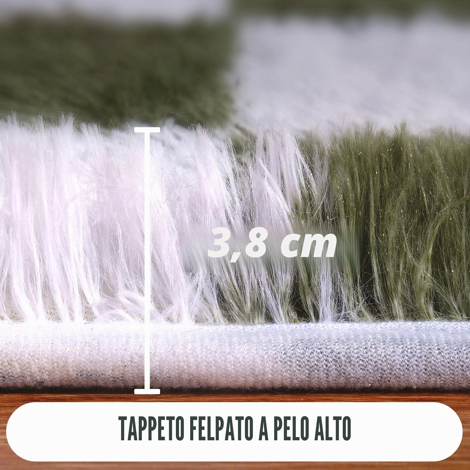 Tappeto a quadretti per soggiorno, 150 x 210 cm, lavabile, per camera da letto, colore verde oliva, soffice pelo lungo, non perde capelli, motivo a scacchiera, per la camera dei bambini