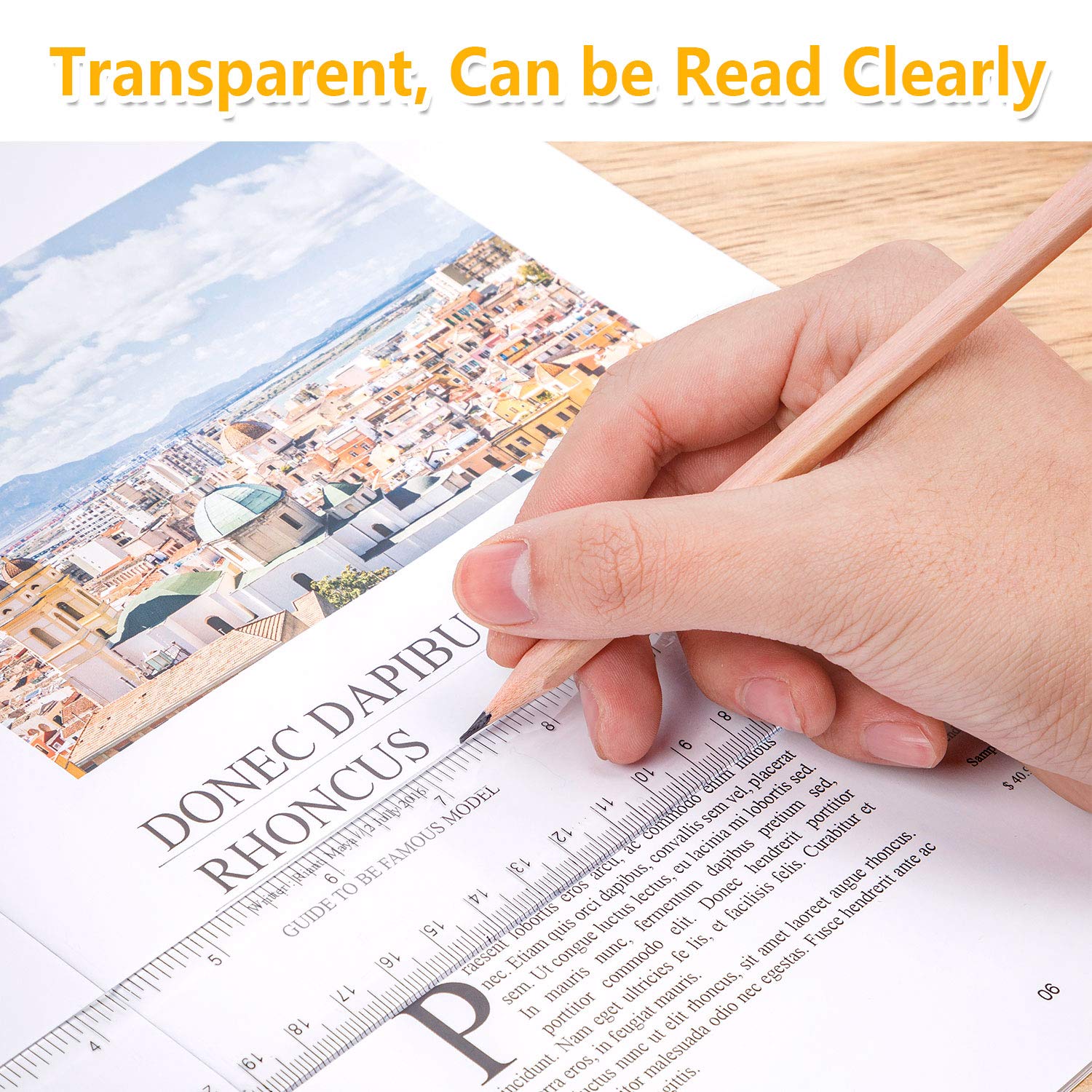 YGAOHF 4 Pcs 12 Inch Clear Ruler, Plastic Clear Ruler with 1 Tape Measure, Flexible Straight Ruler with Inches and Centimeters for School Classroom, Home, or Office - Image 6