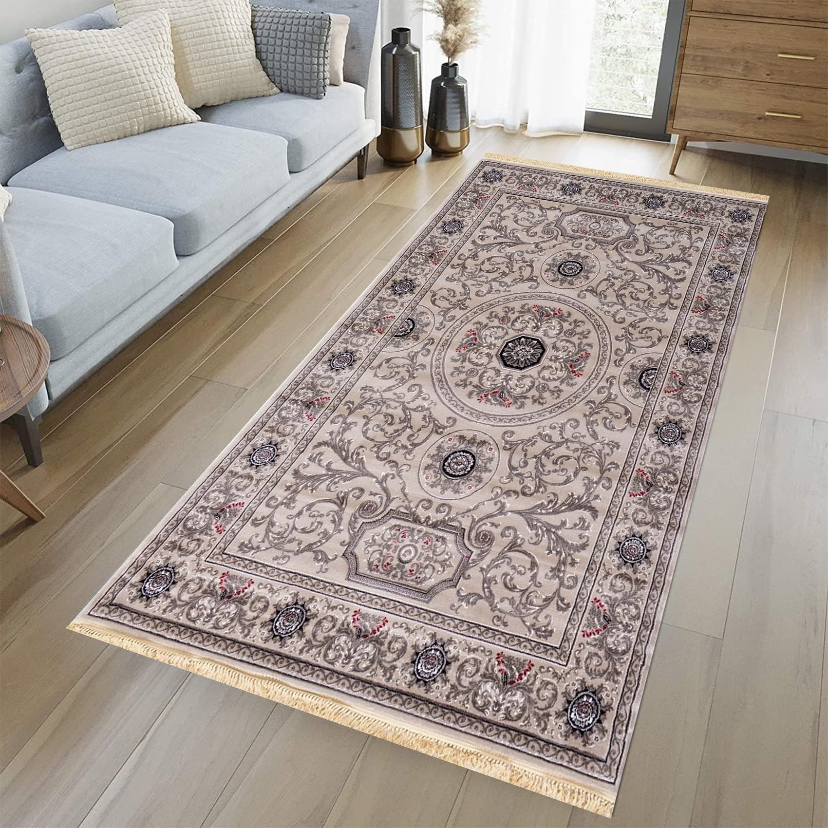 YANHONG Dirt Stopper Carpet Runner 100 x 120 cm Non-Slip Rubber Backed Washable Runner Rug Heavy Duty Non-Slip Rubber Back, for Entryway Hallway Kitchen Laundry Room, Grey — image 1