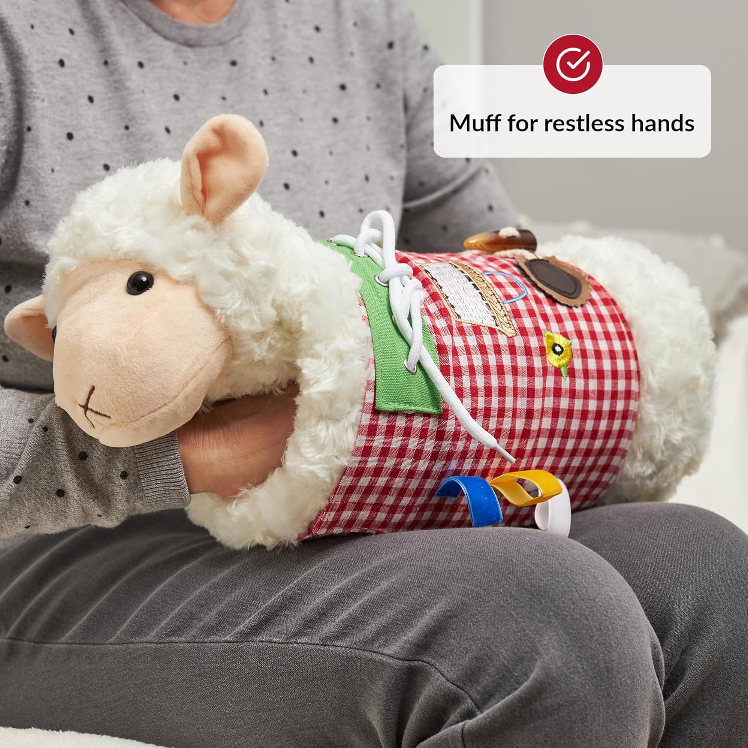 Fidget Muff and Blanket for Elderly | Fidget Blanket for Dementia | Sensory Blanket & Toy | Dementia Products for Elderly | Activities for Alzheimer's or Dementia | ODOXIA Fidget muff (White)