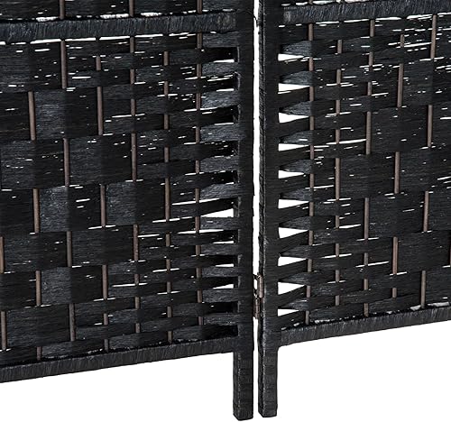 Miniatura 8 de HOMCOM Divisor de habitación, pantalla de privacidad plegable de 6 paneles, divisor de pared de 6 pies de altura portátil de mimbre entretejido para