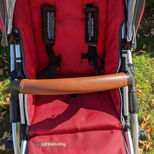 Miniatura 2 de Funda de cuero para reposabrazos de cochecito de bebé, compatible con Uppababy Vista V1V2 para cochecito, funda protectora de barra, accesorios