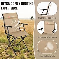 Vista 5 de Goplus Silla de Caza, Silla Plegable Giratoria de 360° para Puesto de Caza con Correa de Transporte, Capacidad de 330 Libras, Taburete Portátil