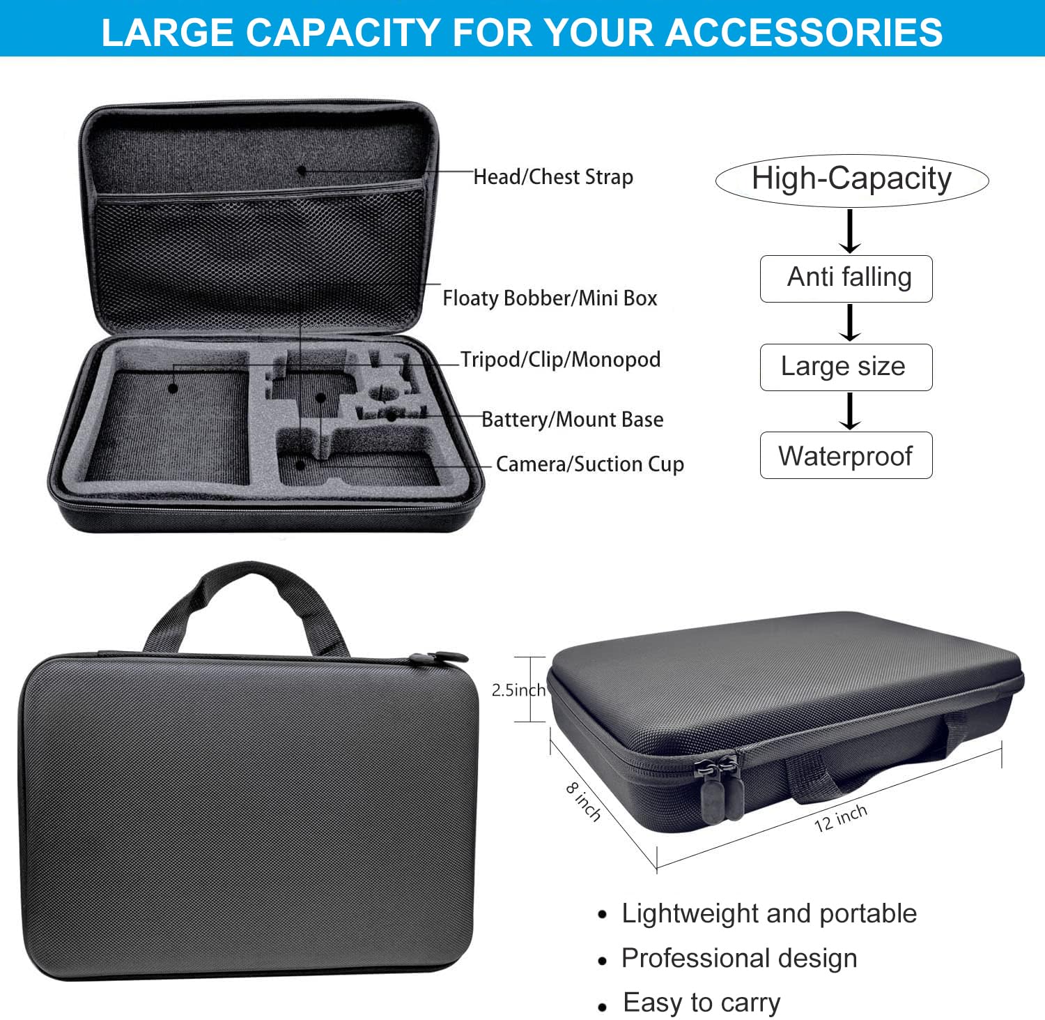 BMUUPY Kit di accessori compatibile con GoPro Hero 13 Black Action Camera Set Custodia impermeabile in protettiva ventosa supporto per bicicletta filtro subacqueo compatibile con GoPro13