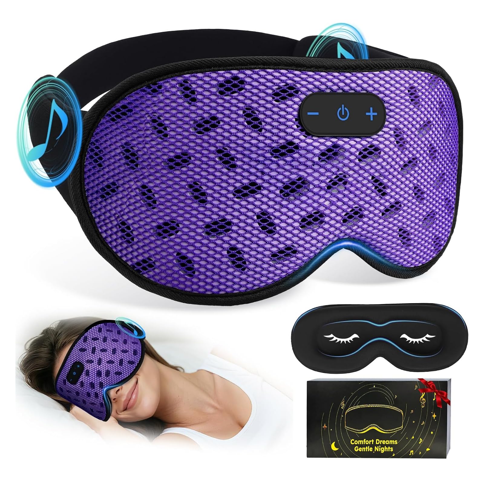 Eye Mask Bluetooth Headphones, 3D Contoured Zero Pressure Sleeping Masks