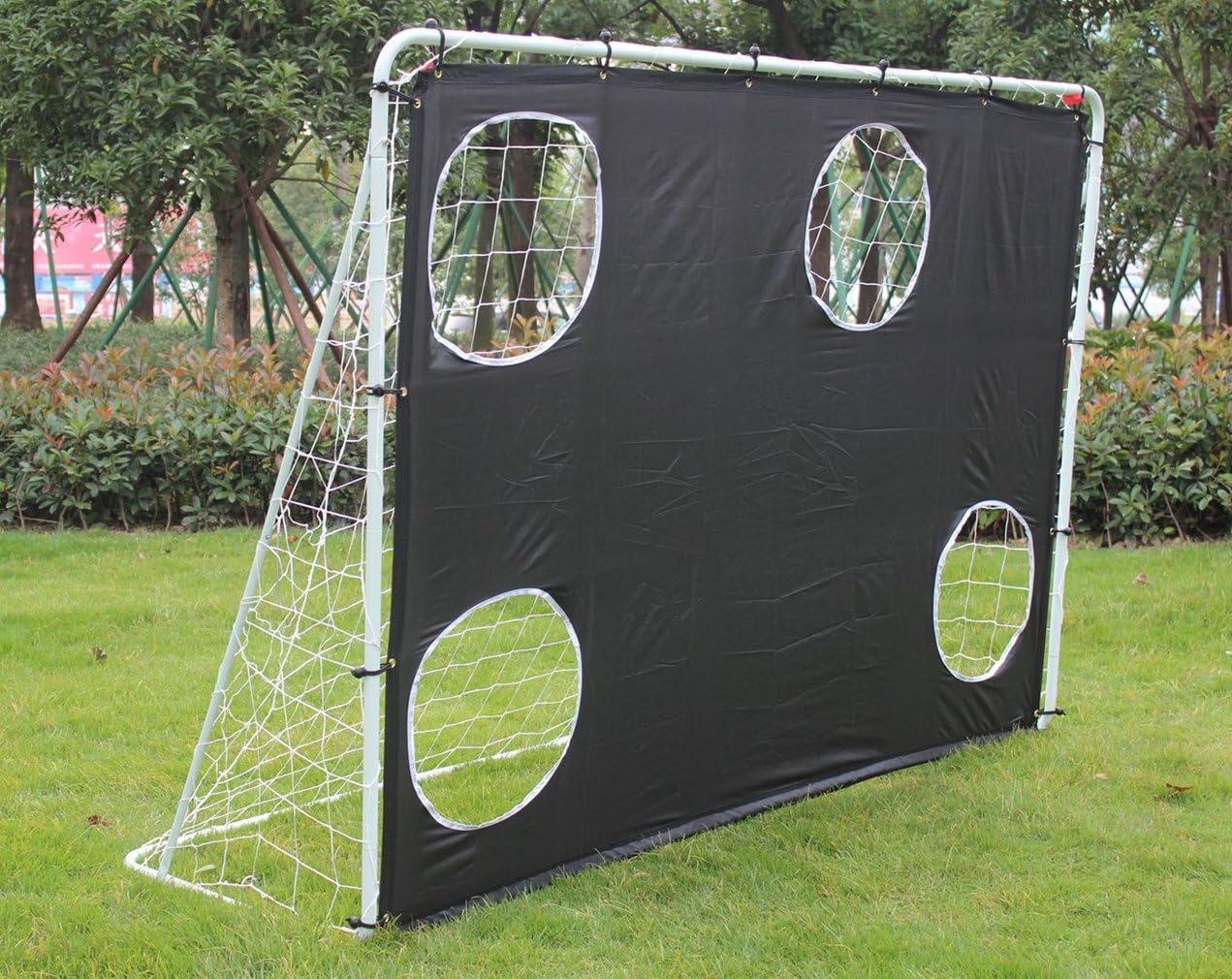 KKB Sport 7' x 5' Steel 3 in 1 Football/Soccer Goal Targets with Nets for Outdoor