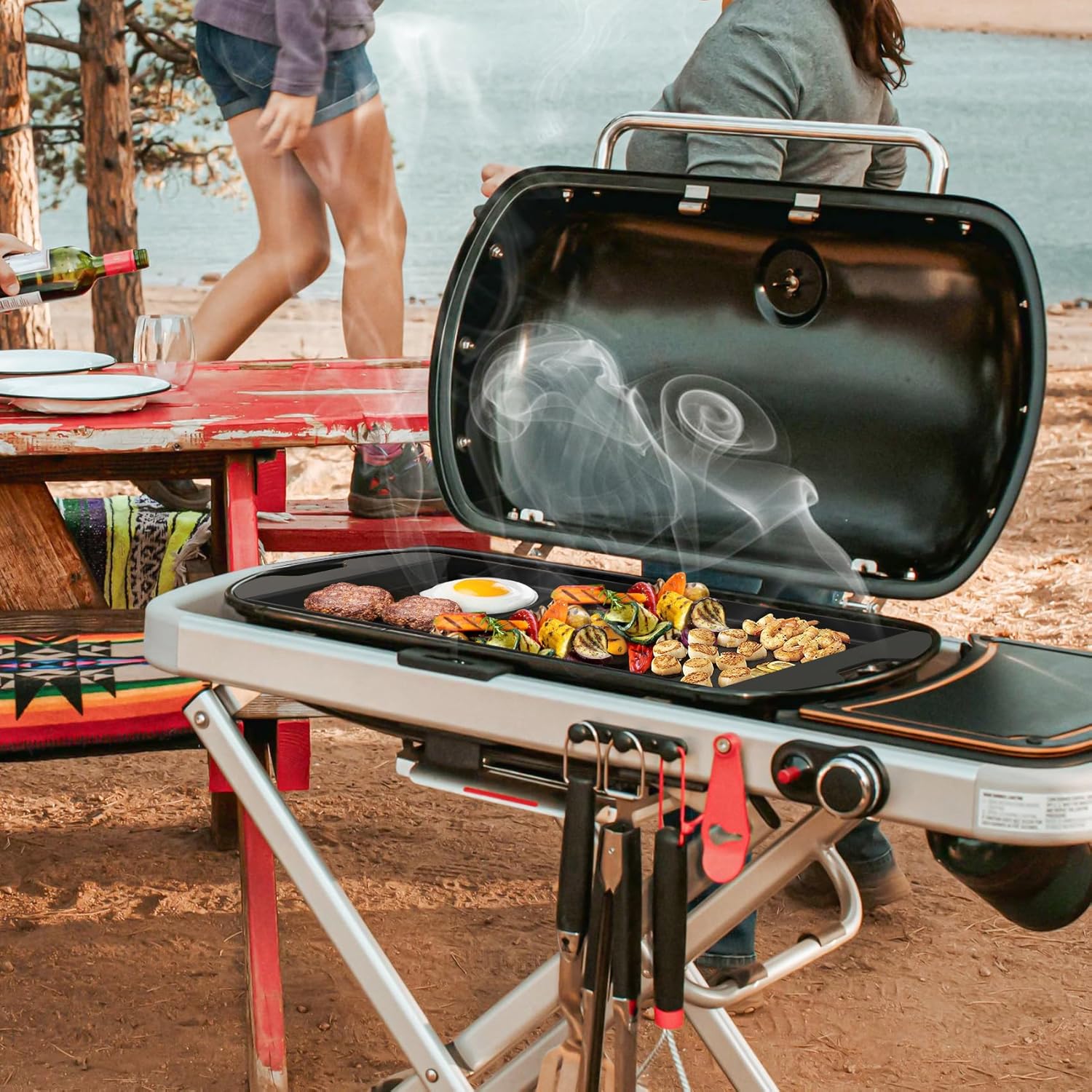 Onlyfire セラミックコーティング調理グリドル Weber Traveler ポータブルガスグリル用 ブラック