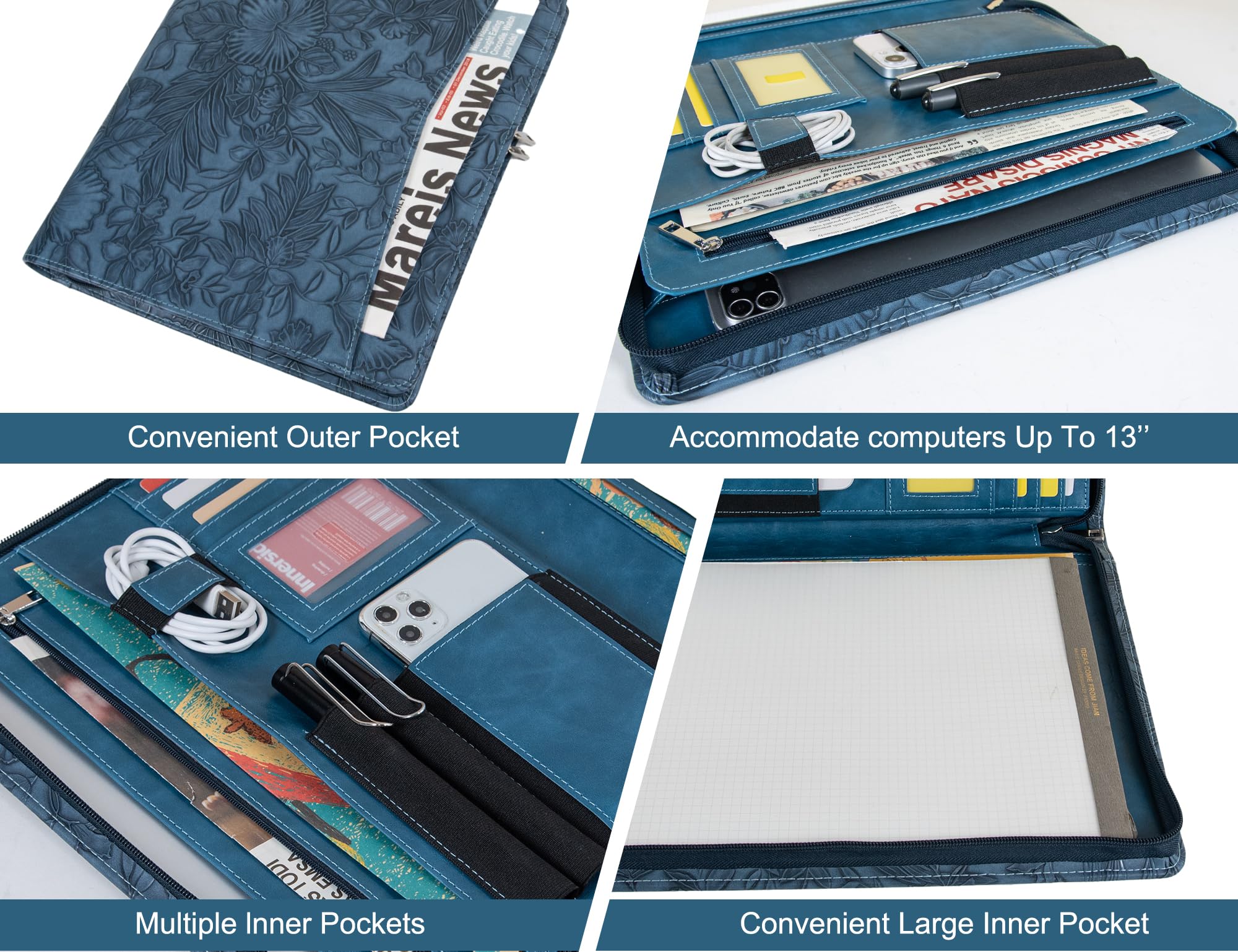 Executive Document Organizer AZXCG Leather Padfolio - Genuine