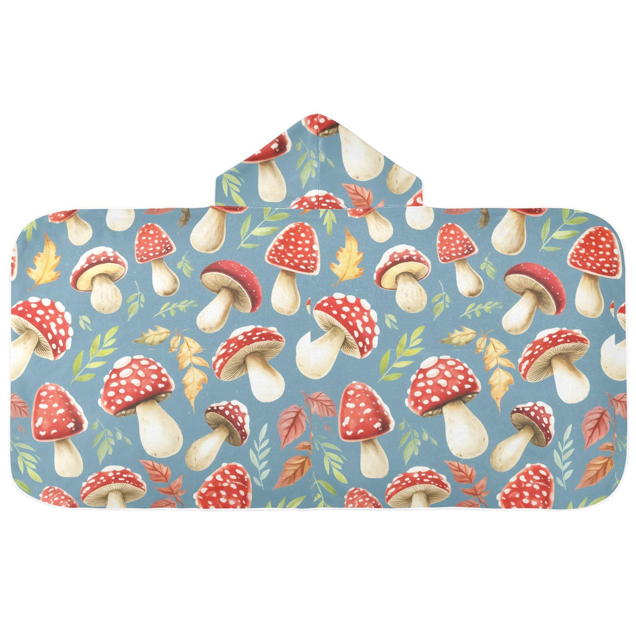 Fuauuyl Mushrooms Leaves Hooded Baby Bath Towel Soft & Breathable Towel for Newborns Infants Toddlers, Nursery Essential