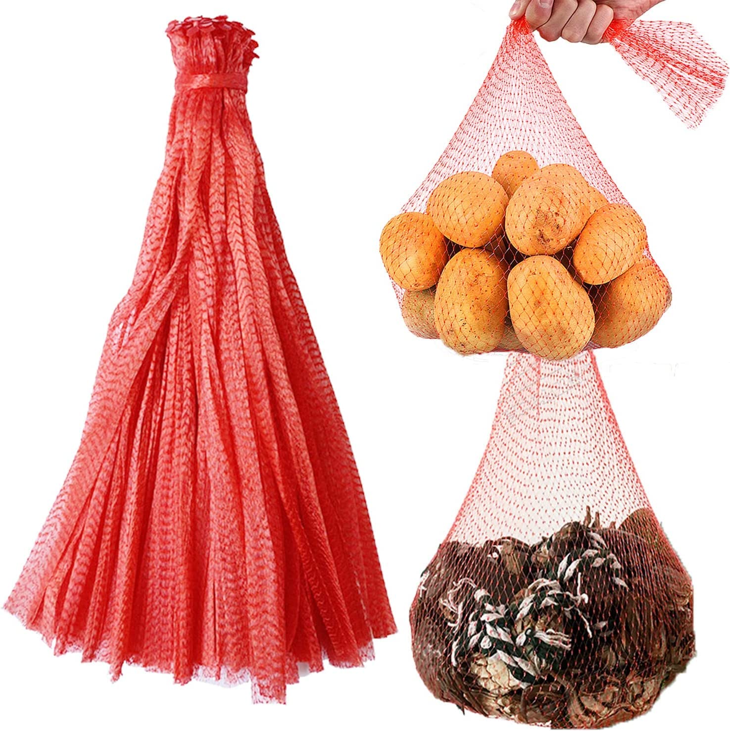 100Pcs Onion Reusable Mesh Bags, Reusable Produce Bag Nylon Mesh, 28’’ Reusable Nylon Mesh Net Bags for Vegetables Seafood Grocery Toys Fruits, Storage Poly Bags (Large 28" Red, 100) (B0C5W24FBG) Amazon Price History, Amazon Price Tracker