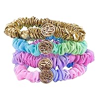 Vista 9 de Lilly Pulitzer Juego de 4 coleteros de satén para mujer, lindos mini ligas para el cabello, surtido (colores lisos)