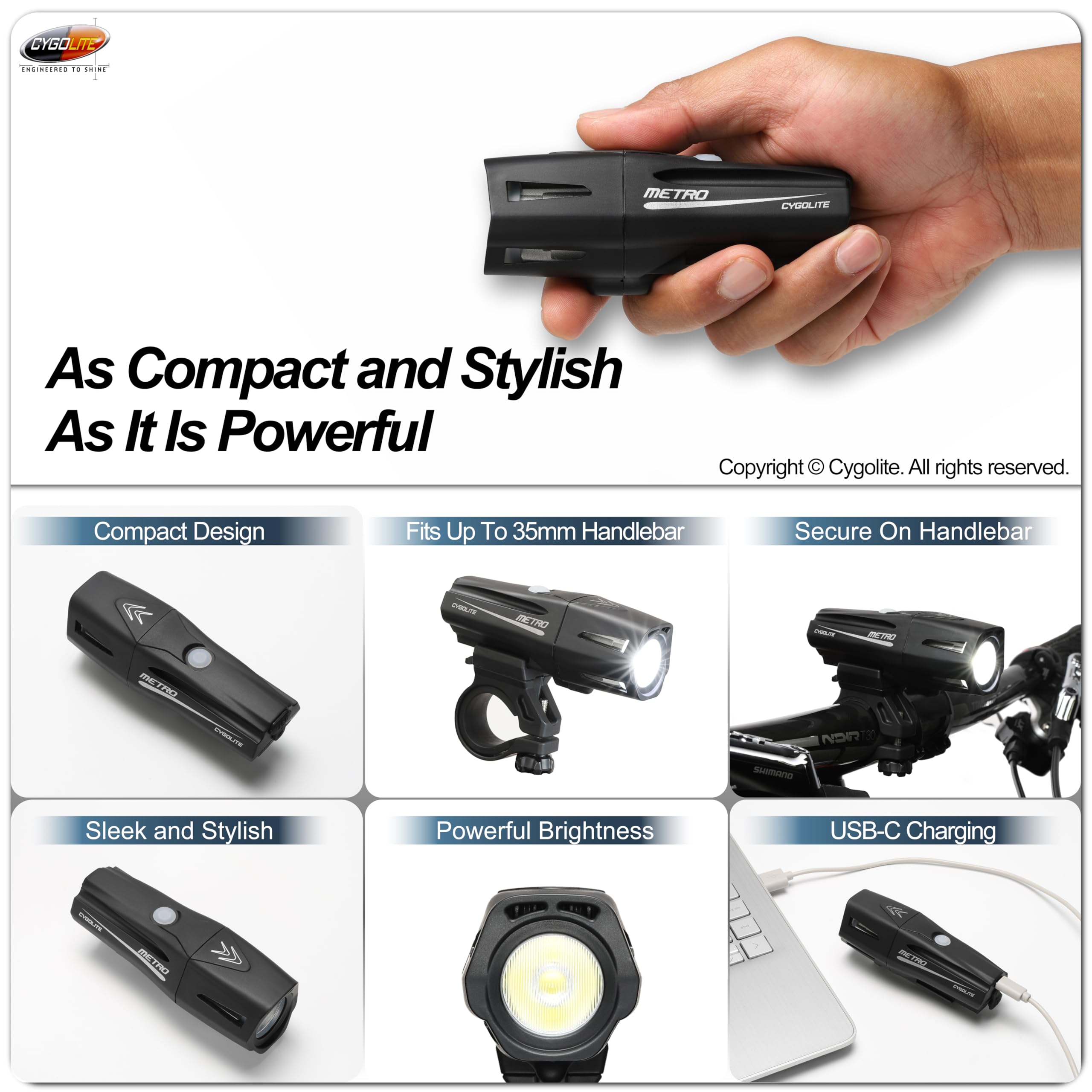 Amazon.com : Cygolite Metro 400 Hot Shot USB Combo Light, Black