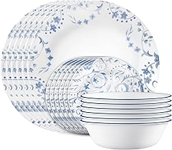 Vitrelle 18-Piece Service for 6 Dinnerware Set, Triple Layer Glass and Chip Resistant, Lightweight Round Plates and Bowls Set, Darlington