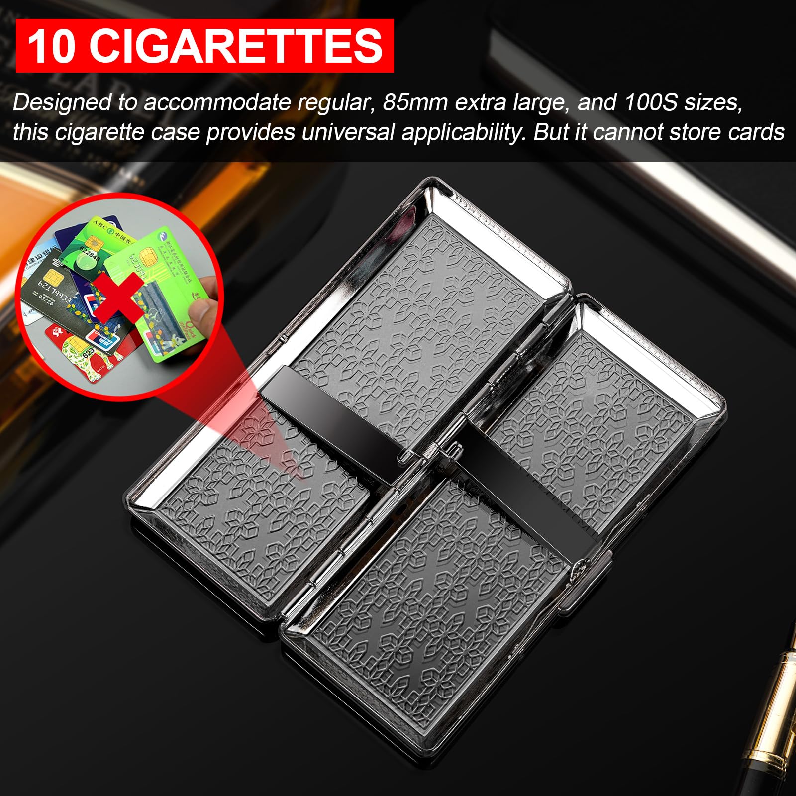 Amazon.com: Classic Vintage Small Portable Cigarette Case for 100s Size,Regular  and King Size,10pcs Capacity. (Dotted Black, 10pcs 100's) : Health &  Household