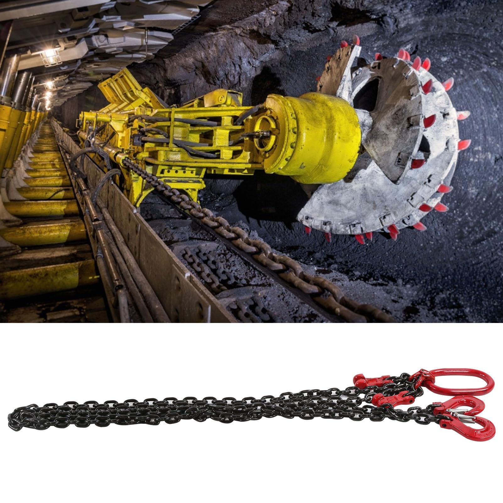 Yosoo Health Gear Catena di sollevamento 2 ganci regolabili 4,75 tonnellate – Gancio con occhiello in acciaio legato 8 mm per sollevamento motore gru