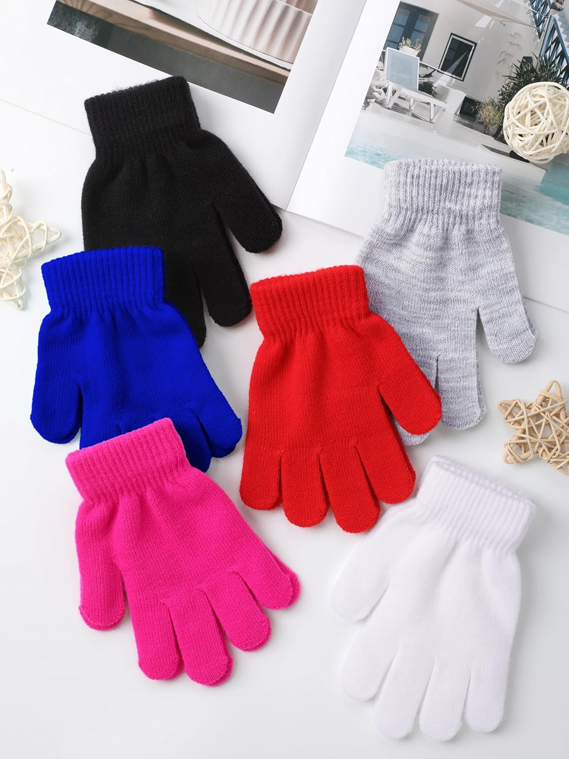 Glooarm 12 Pairs Kids Gloves Winter Toddler Full Fingers Knit Children Stretchy Warm Gloves Bulk for Boys Girls - Image 4