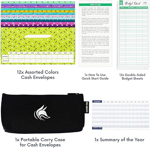 Miniatura 20 de Sobres para dinero en efectivo Clever Fox Colores Variados,Chic,Jazzy