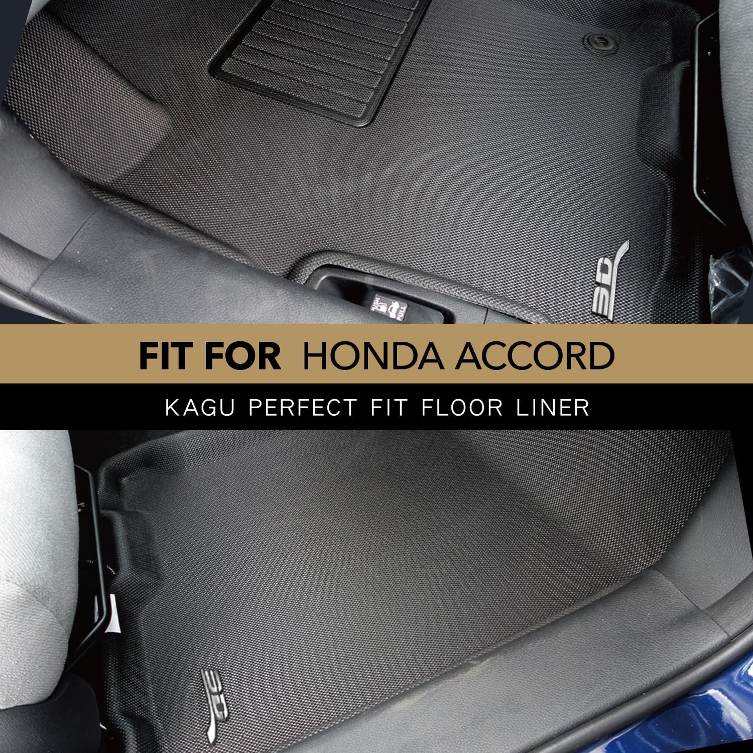 3D MAXpider Custom Fit Kagu Floor Mat (Black) Compatible with Honda Accord 2013-2017 - Front Row