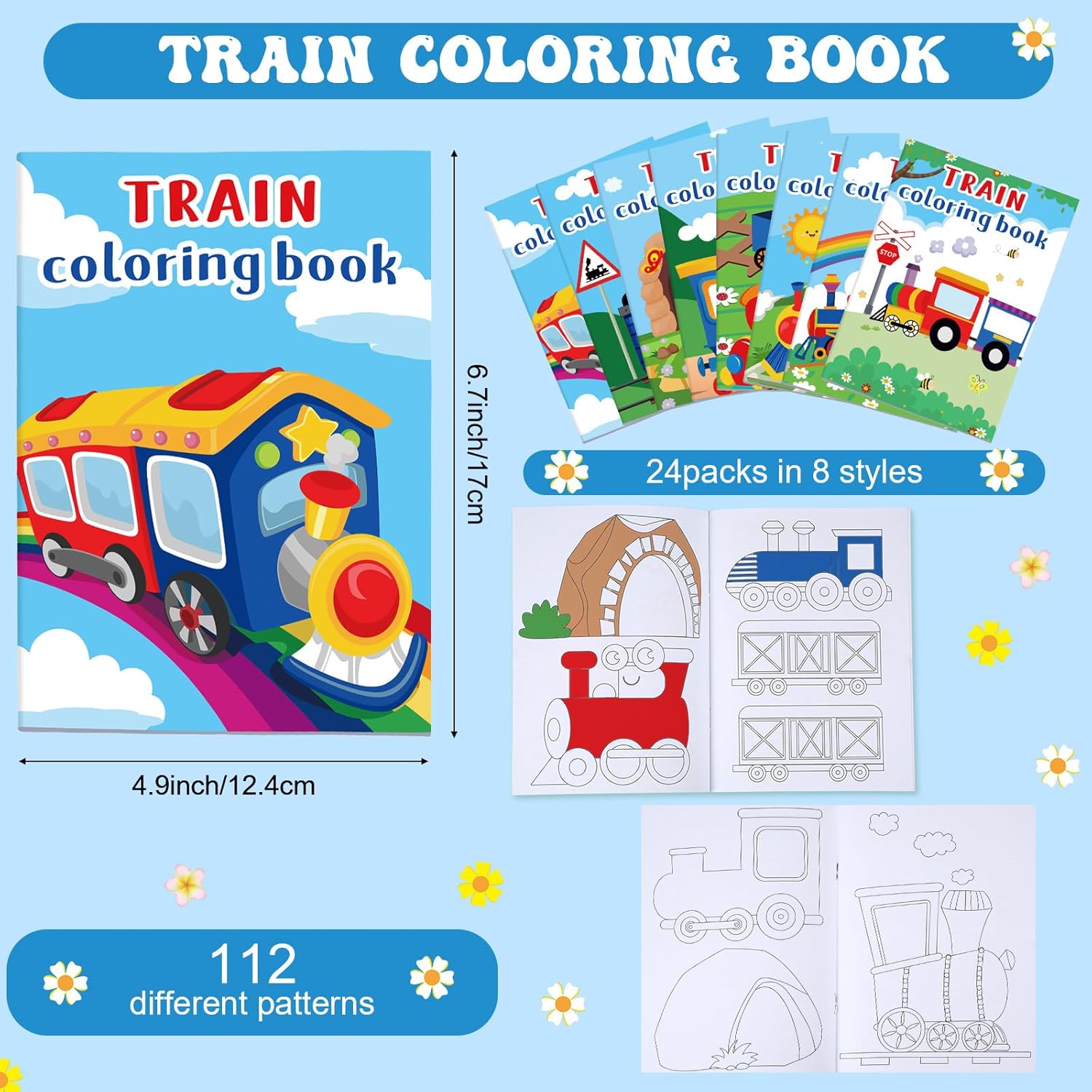 Faccito 24 Pcs Train Coloring Books Bulk Party Favors Trains Mini DIY Art Drawing Book, Drawing DIY Art Painting Color Booklet Goody Bags Fillers Games Party Favors - Image 2