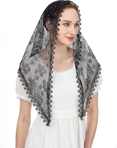 Miniatura 3 de Veils for Church Lace Chapel Veils Catholic Veil Triangle Latin Mass Veil Head Covering Scarf Mantilla