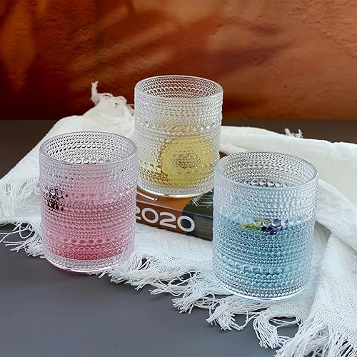 Miniatura 5 de Hobnail - Juego de 6 vasos para beber vintage, vasos de cóctel de 10 onzas, cristalería de cocina para agua, refrescos, whisky, cóctel, jugo, bebidas