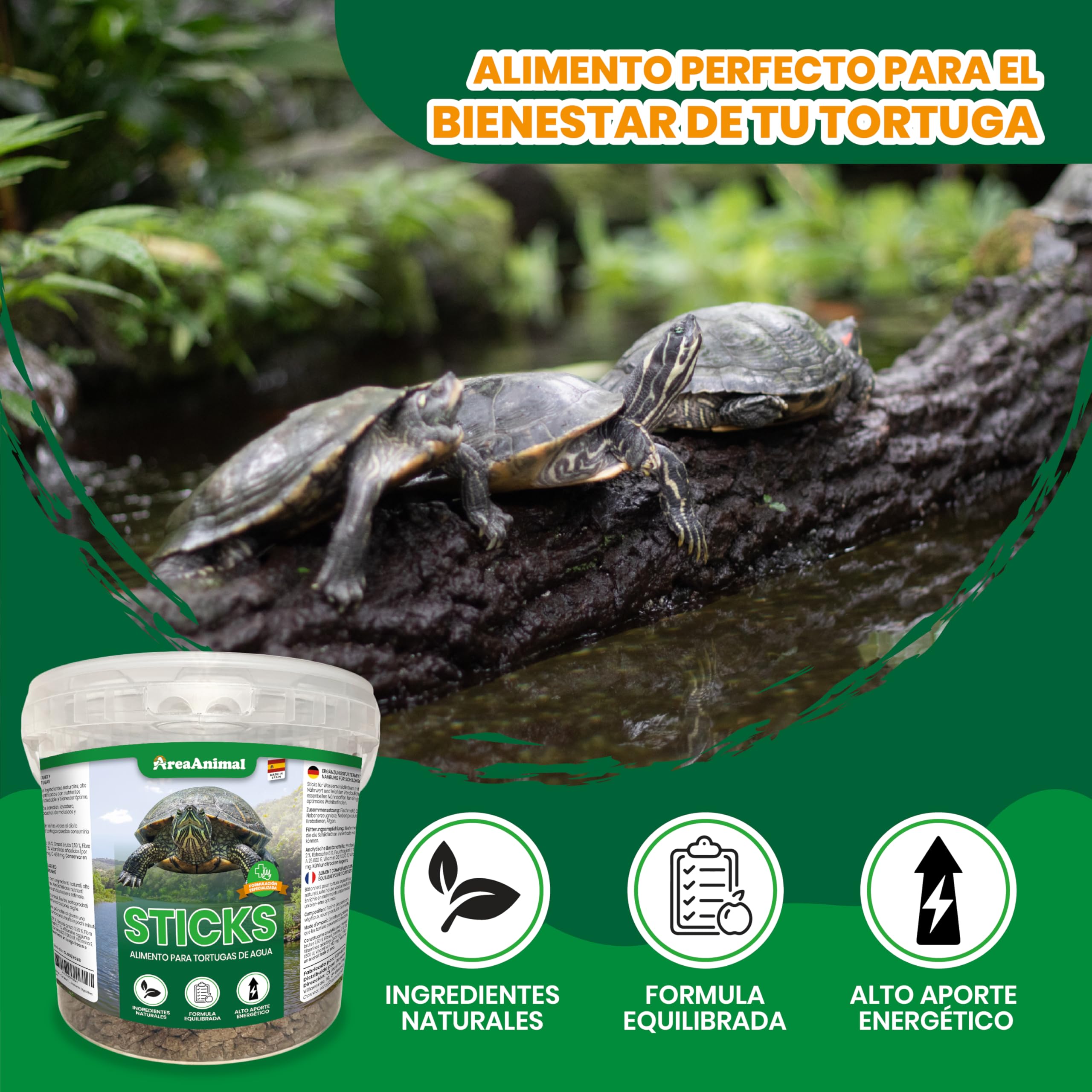Comida Tortugas de Agua, 1.5KG/5L Comida Tortuga Stick, Alimento Tortuga Agua con Alto Valor Nutritivo, Alimento Tortugas Altamente Digestibles