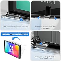 Vista 2 de RHOTALL Funda protectora transparente compatible con Nintendo Switch OLED, carcasa rígida acoplable para consola Switch OLED, cubierta suave