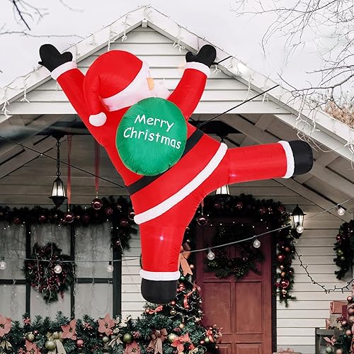 Inflables de Navidad colgantes de 6.1 pies, decoraciones de Papá Noel, luces LED integradas, adornos de Navidad, decoración navideña para techo,